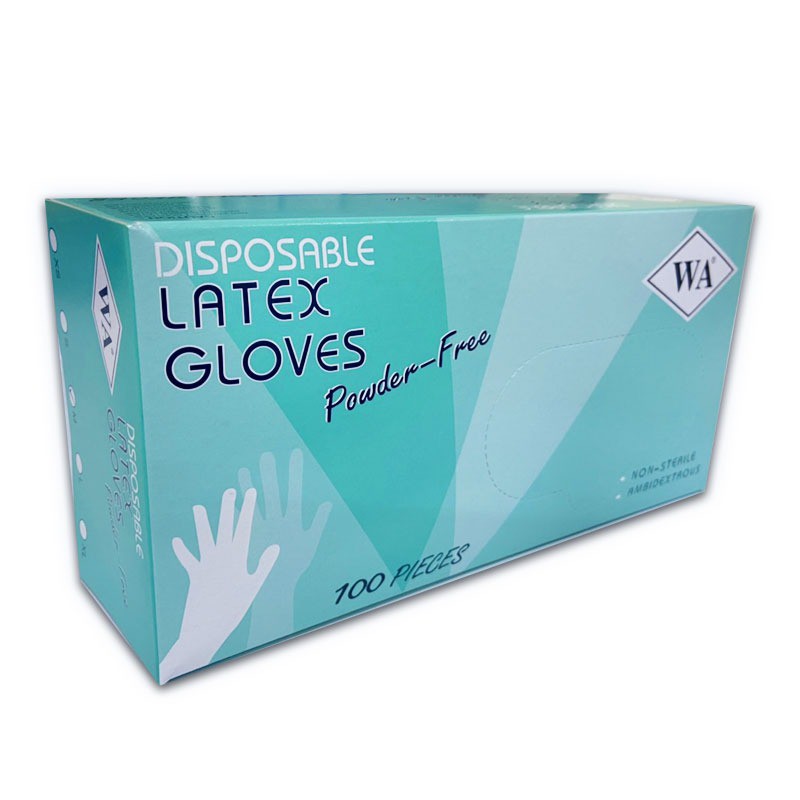 WA ถุงมือยางไม่มีแป้ง Disposable Latex Gloves